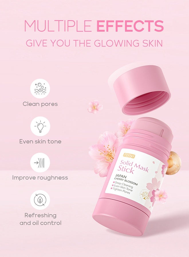فيني عصا قناع صلبة من أزهار الكرز اليابانية ، منقي لتطهير الرؤوس السوداء لعصا قناع التنظيف العميق عديم المسام ، ترطيب ، تفتيح البشرة لجميع أنواع بشرة الرجال والنساء - Image 4