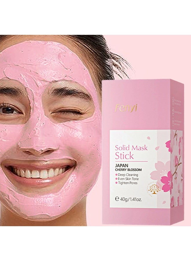 فيني عصا قناع صلبة من أزهار الكرز اليابانية ، منقي لتطهير الرؤوس السوداء لعصا قناع التنظيف العميق عديم المسام ، ترطيب ، تفتيح البشرة لجميع أنواع بشرة الرجال والنساء - Image 1