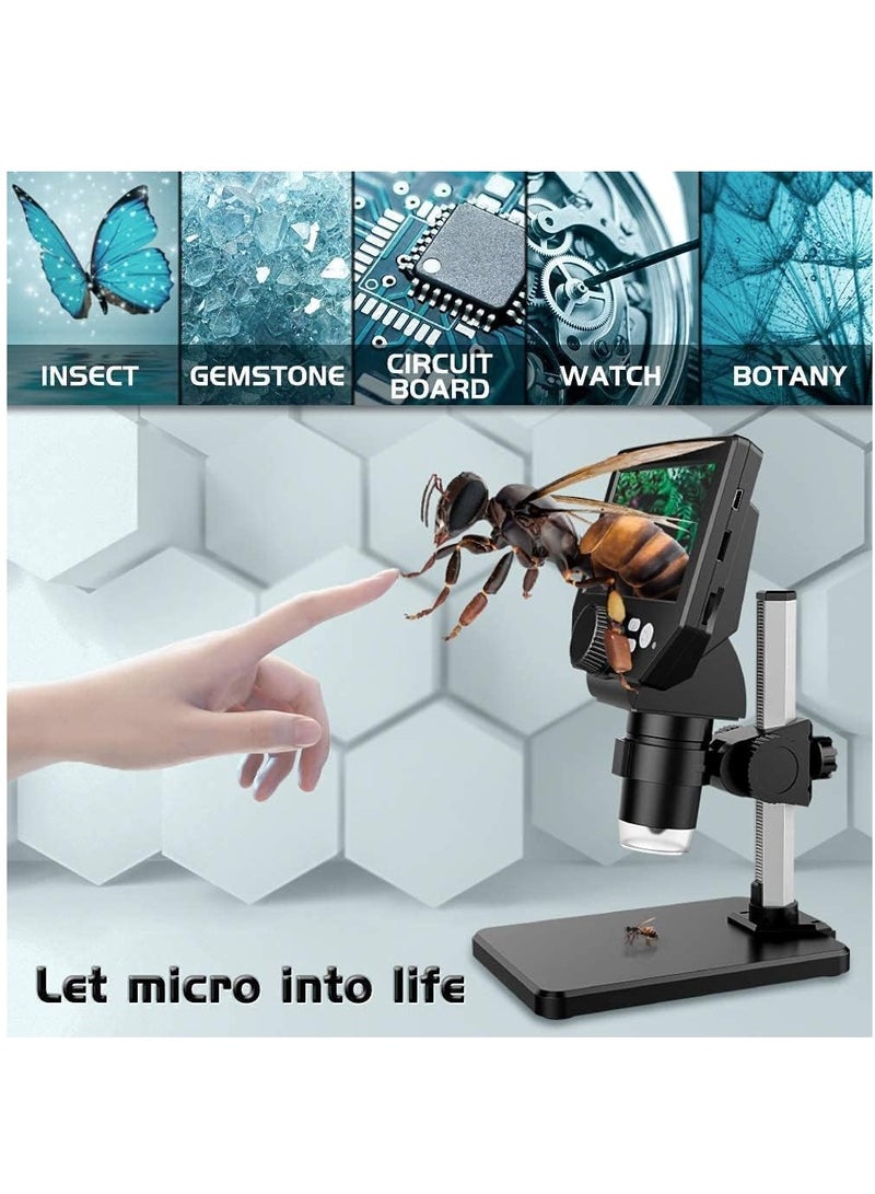 LCD Digital Microscope,4.3 Inch 1080P 10 Megapixels,1-1000X Magnification Zoom Wireless USB Stereo Microscope Camera,10MP Camera Video Recorder with HD Screen - Image 2