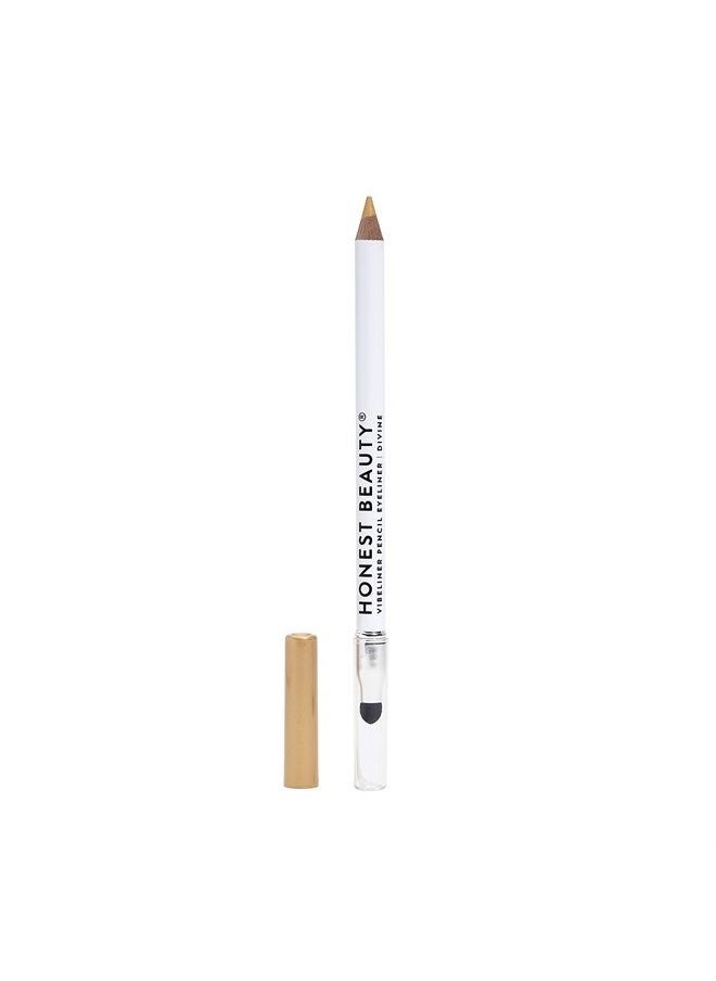 Honest Beauty Vibeliner Pencil Eyeliner Divine (Gold) | With Jojoba Oil, Meadowfoam Oil, & Macadamia Nut Oil | With built-in smudger, 0.038 Ounce 