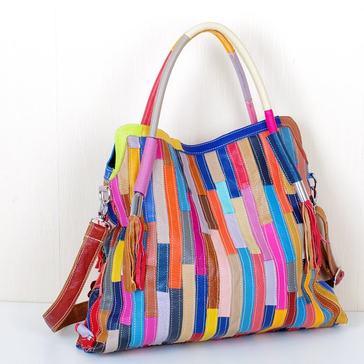 Best Selling Leather Women'S Bags Colorful Color Contrast Handmade Flower Personality Ladies Shoulder Slung Leather Bags - Image 4
