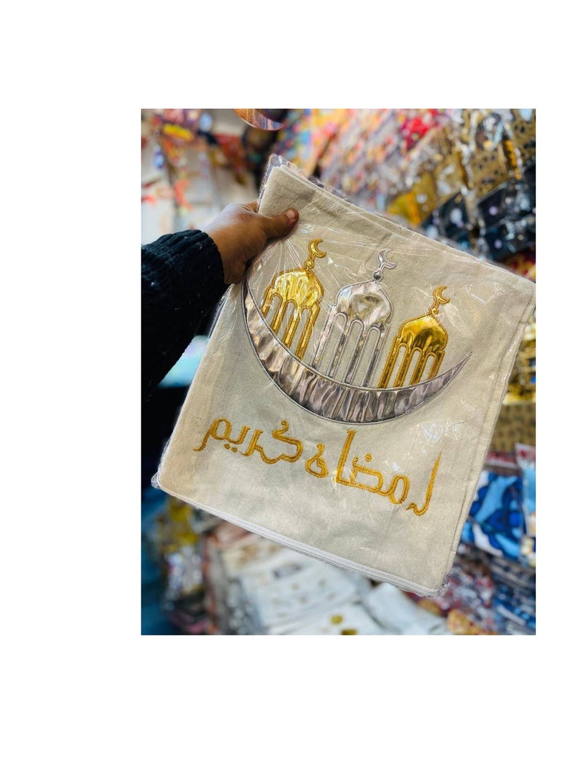 Ramadan Gold Linen Cushion, 45*45 cm (2 pieces) - Image 2