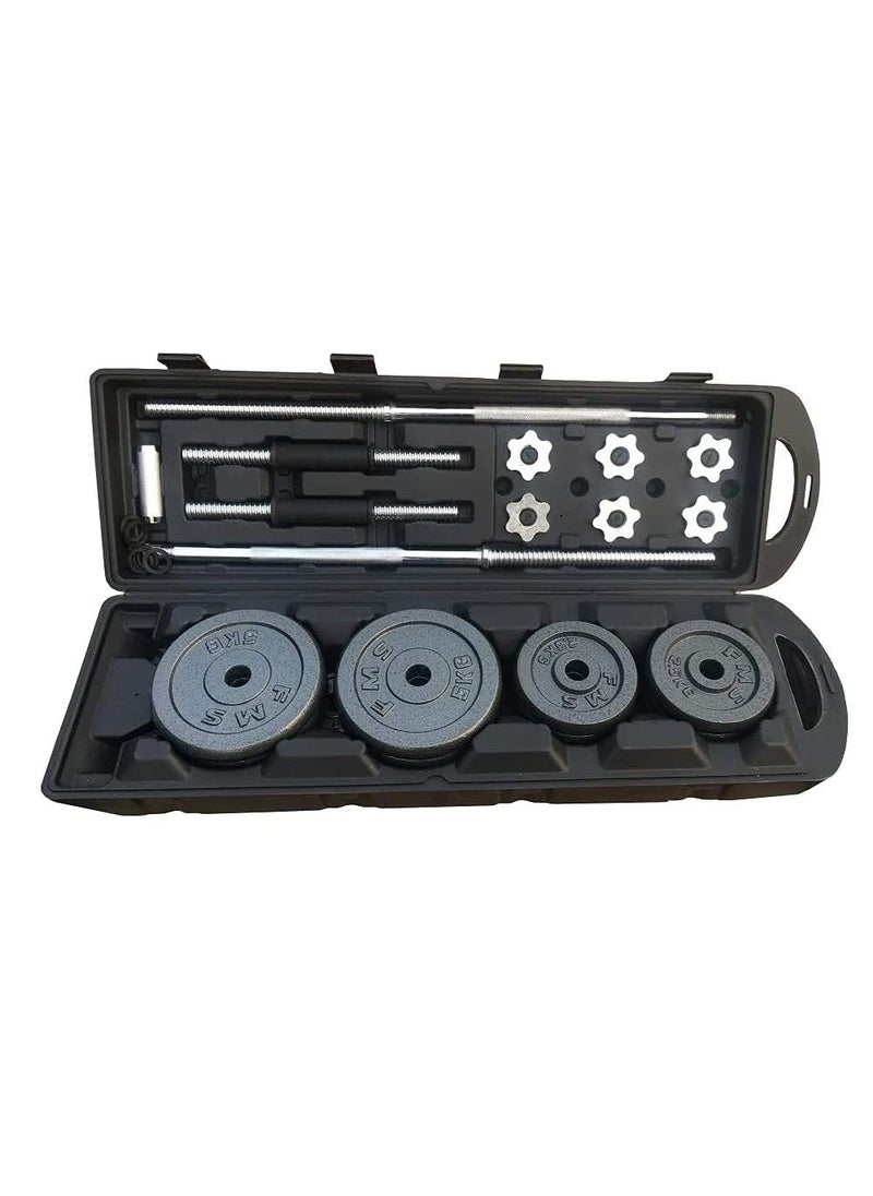 Arabest Fitness adjustable lacquered dumbbells and barbell for weight training. Including storage box with wheels, 50 kg  - Image 5