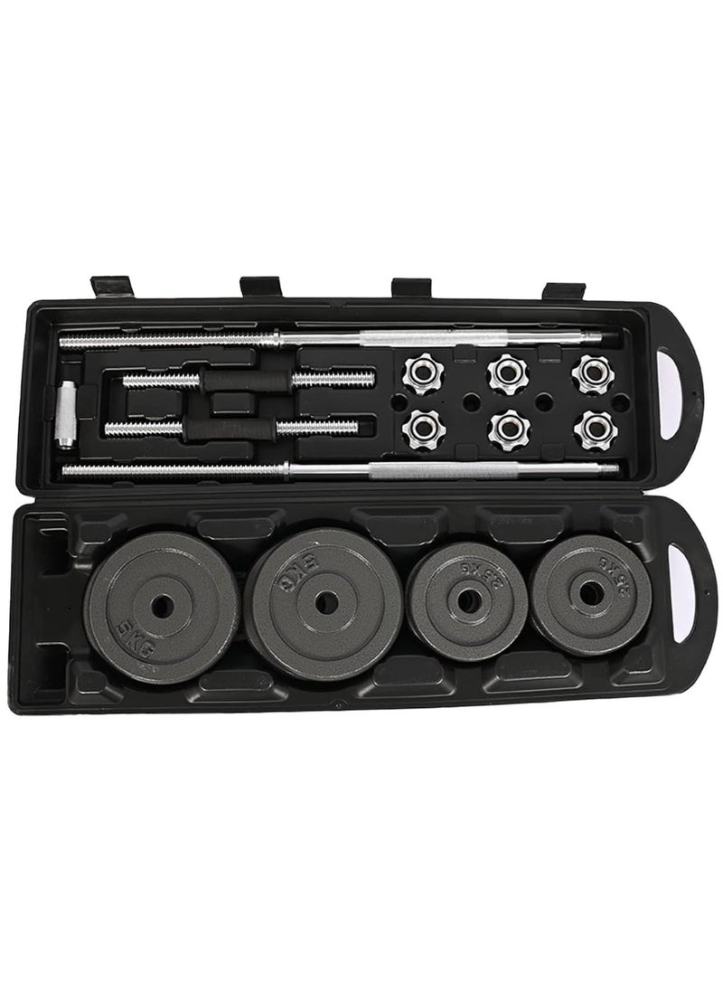 Arabest Fitness adjustable lacquered dumbbells and barbell for weight training. Including storage box with wheels, 50 kg  - Image 4