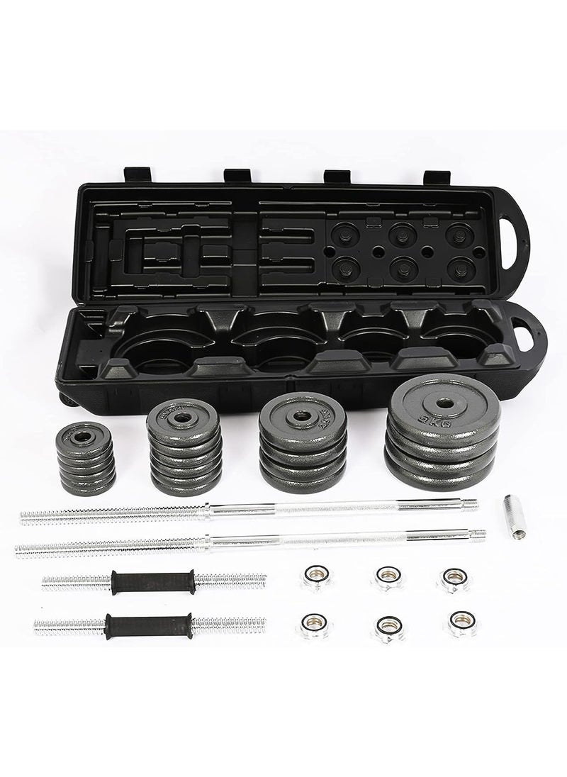 Arabest Fitness adjustable lacquered dumbbells and barbell for weight training. Including storage box with wheels, 50 kg  - Image 3
