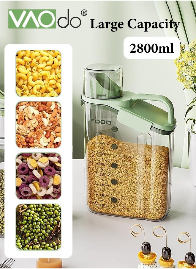 VAOdo 2.8L Rice Container High Transparency PET Airtight Food Storage Container Kitchen Pantry Cereal Storage Container with Measuring Cup, Small Pet Cat Dog Food Container Dispenser  - Image 4