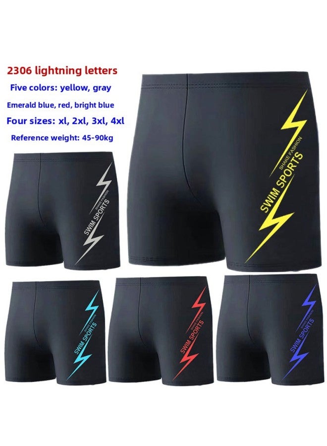 إسكدنيا سراويل سباحة رجالية متفجرة مضادة للإحراج، سراويل سباحة للشاطئ بزاوية مسطحة، ربيع حار، تجفيف سريع، فضفاض احترافي للسباحة للرجال - اللون: 2306# أزرق فاتح - - Image 4