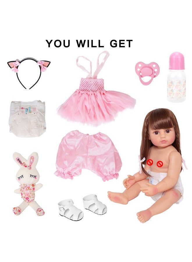MNMJ Lifelike Reborn Baby Dolls - 22-inch Soft Body Realistic Newborn Baby Dolls Silicone Full Body Real Life Baby Dolls with Feeding Kit Toys Accessories for Ages 3+ Year Old Girls or Collection - Image 5