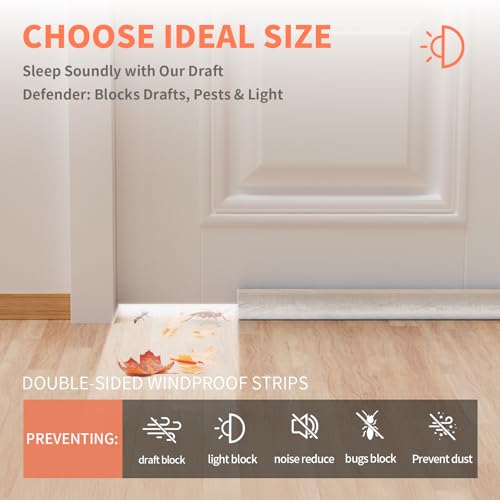 BKSAI Upgraded Door Draft Stopper for Bottom of Door, Under Door Gap Filler for Big Gap, No Folding Required, Flexible Installation Door Sweep soundproofing Strip for Home & Apartment, 28-32in, Beige - Image 4
