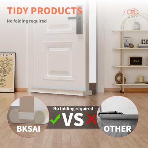 BKSAI Upgraded Door Draft Stopper for Bottom of Door, Under Door Gap Filler for Big Gap, No Folding Required, Flexible Installation Door Sweep soundproofing Strip for Home & Apartment, 28-32in, Beige - Image 5