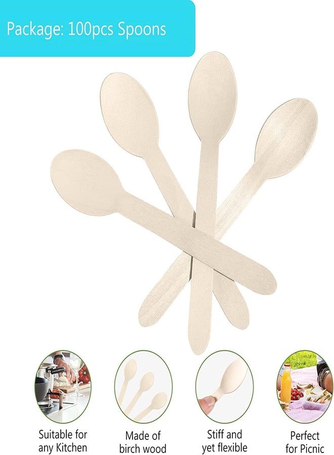 BOTIST 100 PCS Disposable Wooden Spoon 16 cm/ 100% Biodegradable & Eco-Friendly Tasted Spoons - Image 2