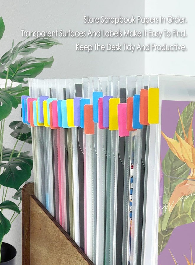 Hukado 10-Pack 12x12 Scrapbook Paper Storage Sleeves — Clear Vinyl Envelopes with 36 Colorful Index Tabs, Fits 12" x 12" Paper, Stackable Organizer for Cardstock & Craft Vinyl - Image 4