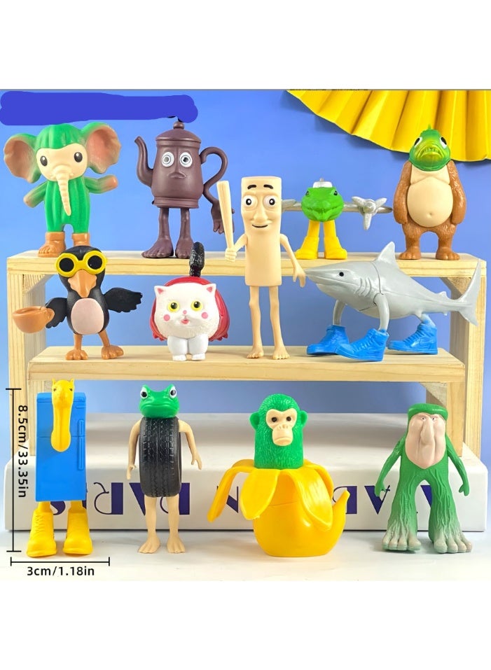 12pc Tung Tung Sahur Wooden Stick action figures Desktop Decoration Collection Ornaments - Image 1