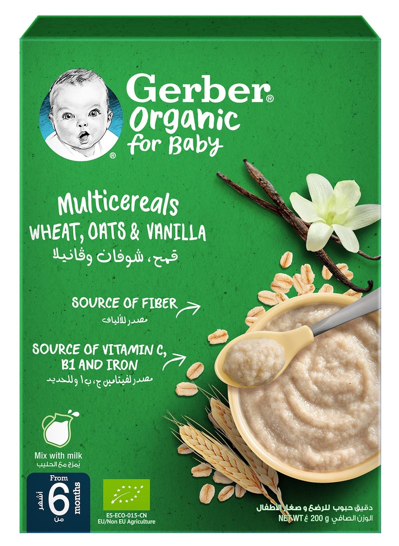 Gerber Organic Infant Cereals Wheat Oats And Vanilla 200g  - Image 2