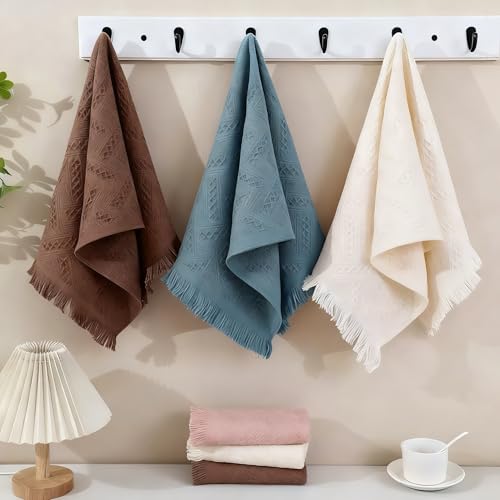 YoulerTex Luxury Decorative Hand Towels Bathroom: 2 Packs 14X30 100% Cotton Turkish Absorbent Soft Face Towel Set for Boho Bathroom Decor Kitchen Hotel Spa Farmhouse Guest Tea Gift (04 Blue, 14"x30") - Image 3