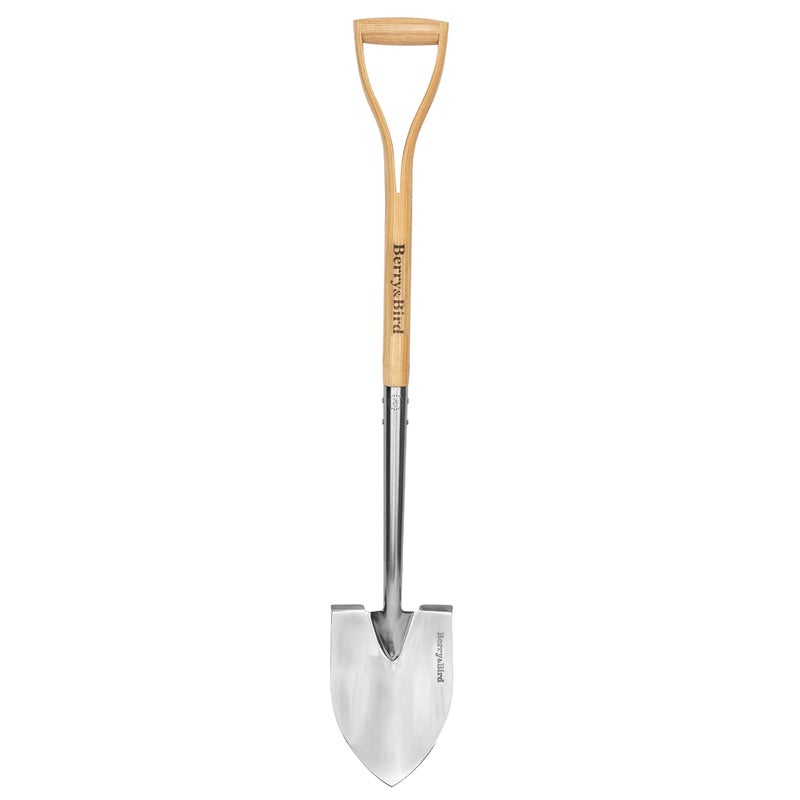 Berry&Bird Round Point Gardening Shovel with Wood D-Handle, 40.98" Stainless Steel Beach & Snow Shovel - Image 1
