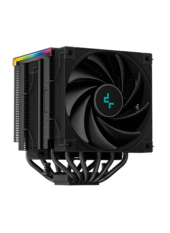 DEEPCOOL - AK620 Digital Zero Dark Performance CPU Cooler with Real-Time Status Display, Dual Tower Design, 6 Heat Pipes, 2 x 120mm PWM Fans, ARGB Lighting, Compatible with Intel & AMD, 1850 RPM, 28 dBA Noise Level, USB 2.0 Header, Black | R-AK620-BKADMN-G - Image 1