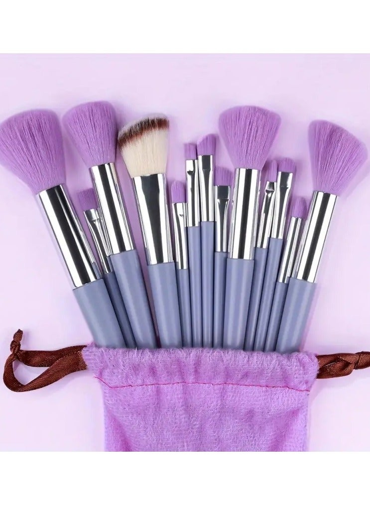 أوريتي 13 قطعة من فرش المكياج الناعمة والرقيقة، كريم الأساس، أحمر الخدود، بودرة ظلال العيون، فرشاة مزج المكياج كابوكي، أدوات التجميل - أرجواني - Image 1