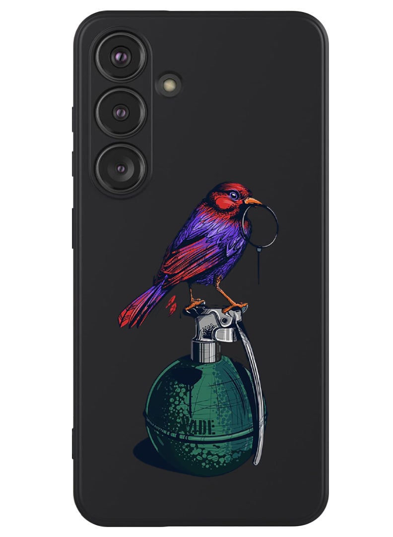 Theodor Protective Slim Fit Case Liquid Silicone Cover with Full Body Protection Anti-Scratch Shockproof Case For Samsung Galaxy S24 Plus (Black) - Granade Bird - Image 1