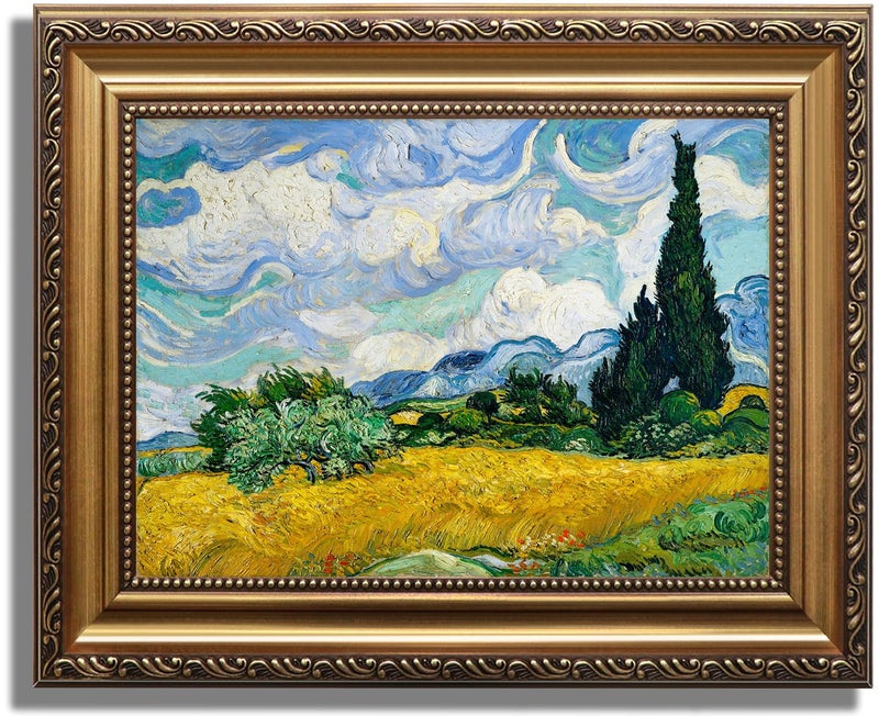 KBKBART Gold Framed Van Gogh Wall Art Vintage Abstract Wheat Field with Cypress Canvas Impressionist Oil Painting Farmhouse Country Landscape Wall Decor Van Gogh Poster Art Prints for Bedroom Living Room Gallery Gifts for Friends or Family9x12 - Image 2