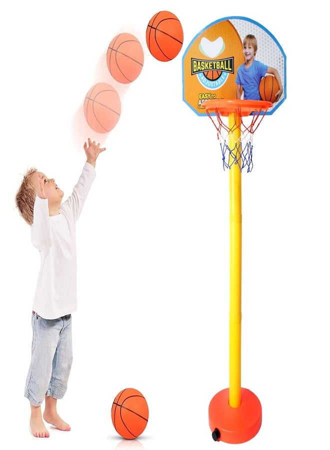 AASA Basketball Set for Kids with Adjustable Stand Basketball Hoop Indoor and Outdoor Games for Girls and Boys Multicolour (Basket Ball Set) - Image 1