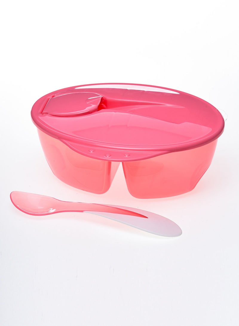 Nanny two compartment feeding bowl with spoon pink - Image 3