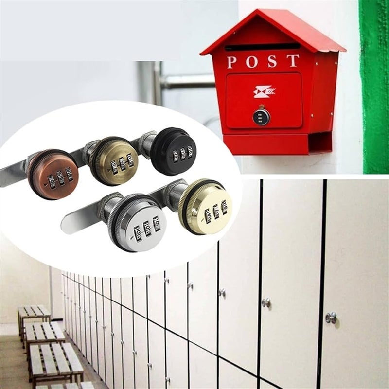Gold 30mm Combination Cam Cabinet Lock 3 Digital Password for Storage Box Gym Case Jewelry Box Locker - Image 4
