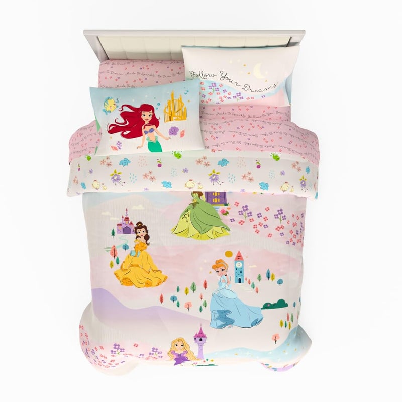 Franco Franco Disney Princess Kids Bedding Super Soft  Cozy Comforter and Sheet Set Full Officially Licensed Product