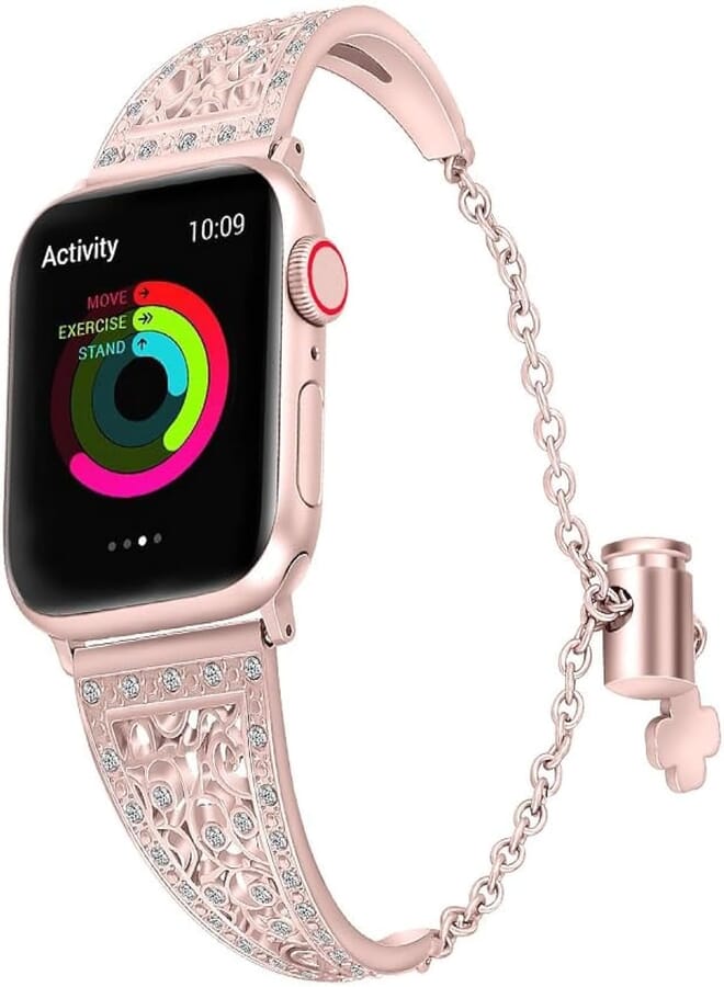 IZONE Apple Watch Stainless Steel Matte Strap for Apple Watch Series 2,3,4,5,6,7,8,9,Ultra (42mm/44mm/45mm/49mm, Pink)
