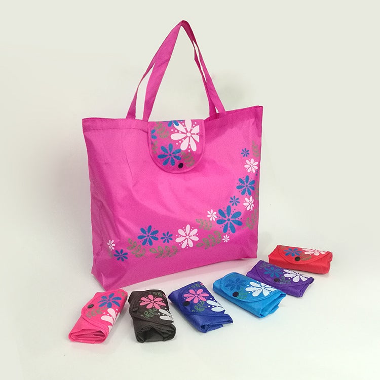 Buckle Handbag Classic 210D Oxford Cloth Foldableing Shopping Bag Small Flower Hidden Buckle Shopping Bag Environmentally Friendly - Image 2