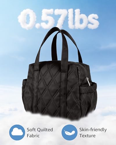 Easozoom Quilted Puffer Lunch Bag for Women, Leakproof Lunch Box for Adult Girls, Large Capacity Reusable Lunch Box for Work School Picnic Travel (Black) - Image 5
