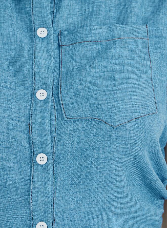 Styli Solid Spread Collar Buttoned Sleeveless Shirt - Image 3