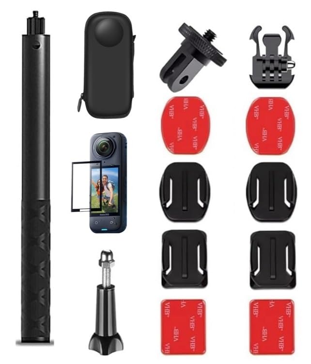 ADOFYS Accessory Kit Compatible with Insta360 One X4(Only) with Invisible Selfie Stick, Portable Case, Screen Protector and Adhesive Mounts - Image 1