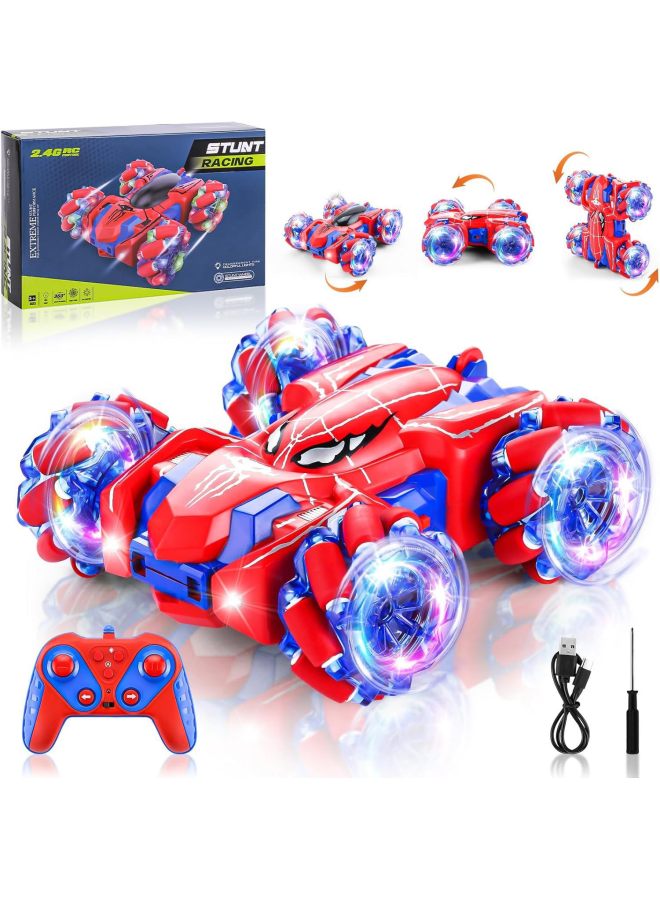 2.4G Batman Remote Control Dump Truck Venom 360 Degree Stunt Rollover Children's Toy F1 Off-road Vehicle-Color:2.4g Spider-man Double Sided Remote Control Car Red  - Image 1