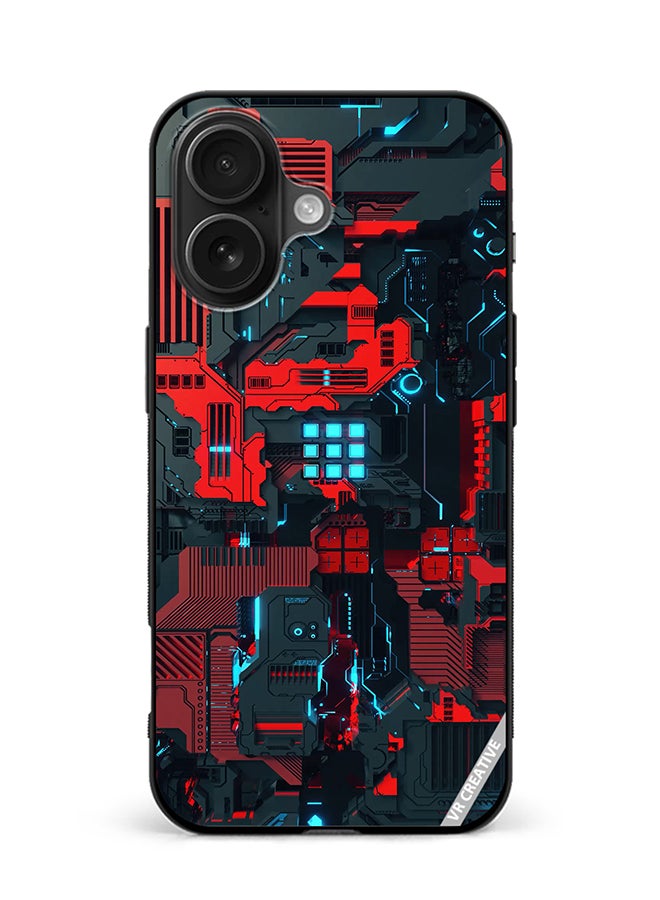 Protective Case Cover For Apple iPhone 16 Plus Circuit Design Multicolour