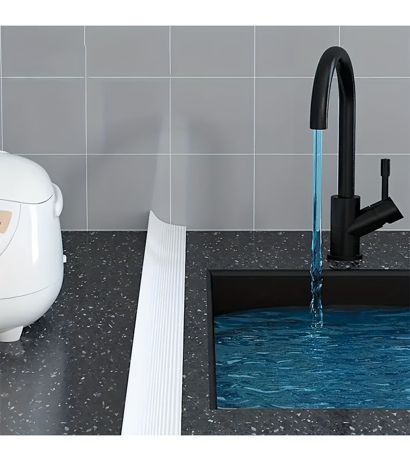 Black 39.37 Inch Self Adhesive Silicone Waterproof Strip for Shower Toilet Countertop Sealant Flexible Barrier Easy Install - Image 2