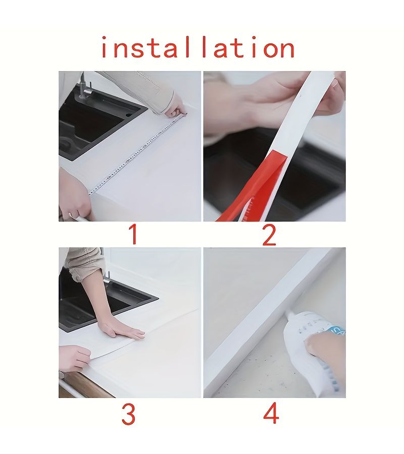 Black 39.37 Inch Self Adhesive Silicone Waterproof Strip for Shower Toilet Countertop Sealant Flexible Barrier Easy Install - Image 3