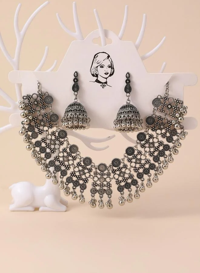 Take Two Take Two Texture Bell Shape Tassel Earrings and Necklace Jewelry Set