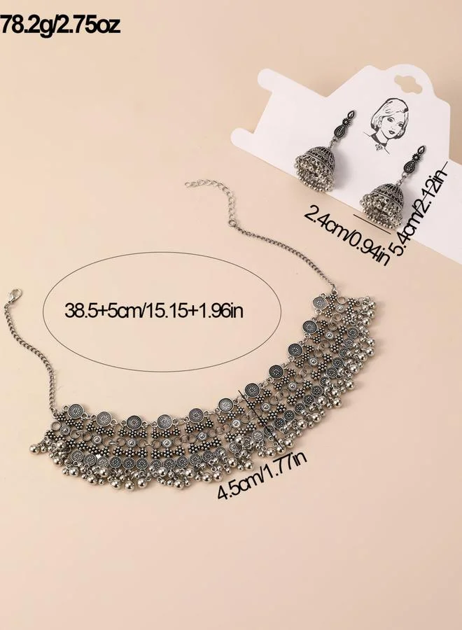 Take Two Take Two Texture Bell Shape Tassel Earrings and Necklace Jewelry Set