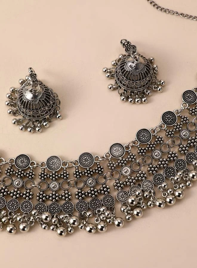 Take Two Take Two Texture Bell Shape Tassel Earrings and Necklace Jewelry Set