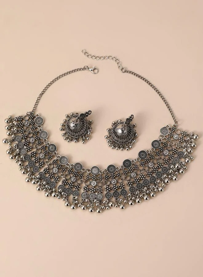 Take Two Take Two Texture Bell Shape Tassel Earrings and Necklace Jewelry Set