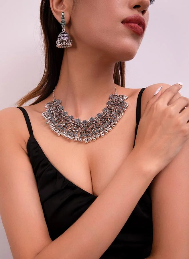 Take Two Take Two Texture Bell Shape Tassel Earrings and Necklace Jewelry Set