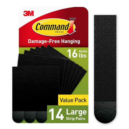 Command 15 lb Large Picture Hanging Strips 14 Pairs (28 Command Strips), Damage Free Hanging Picture Hangers for Christmas Decorations, Black Adhesive - Image 1