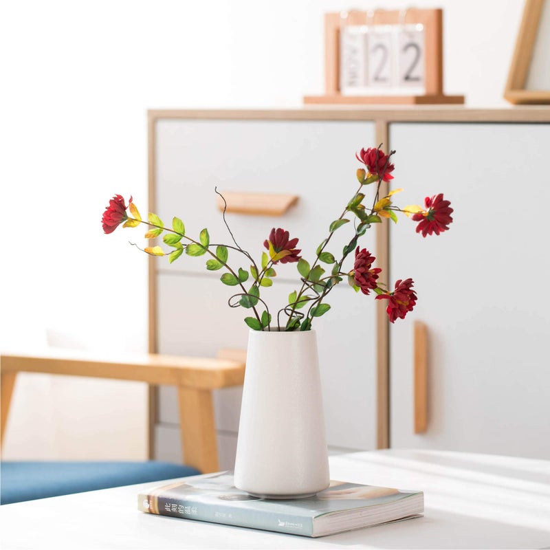 HUBUISH Ceramic Vase - Flower Vase Minimalism Style for Modern Table Shelf Home Decor  Fit for Fireplace Bedroom Kitchen Living Room Centerpieces Office Desk (Solid White  Small) - Image 2