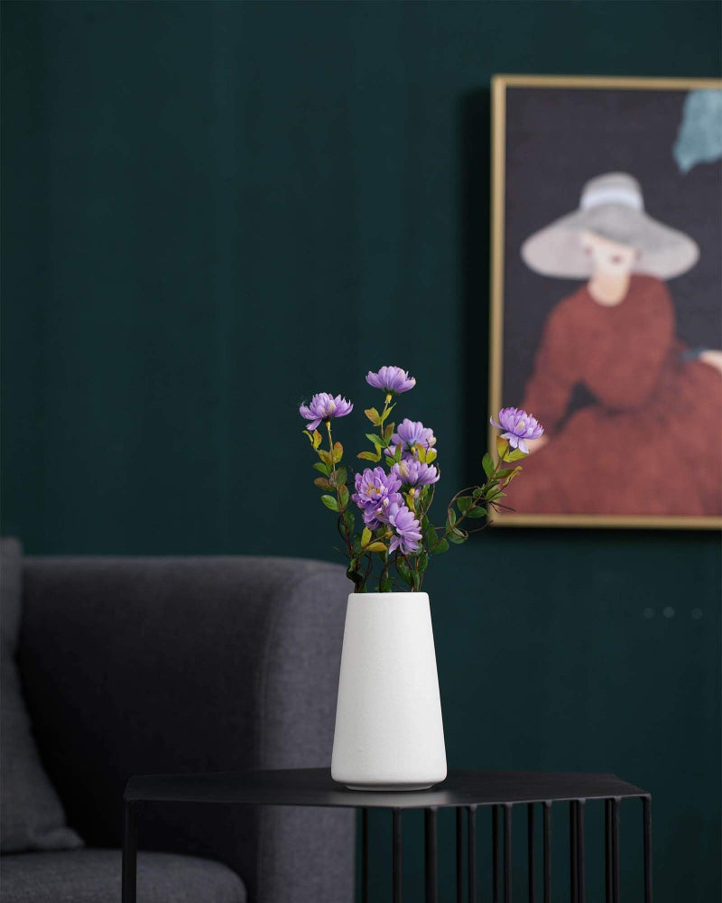 HUBUISH Ceramic Vase - Flower Vase Minimalism Style for Modern Table Shelf Home Decor  Fit for Fireplace Bedroom Kitchen Living Room Centerpieces Office Desk (Solid White  Small) - Image 3