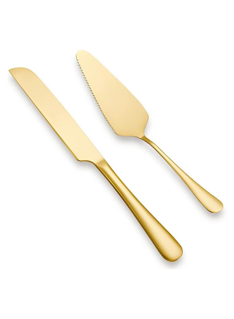 Cake Serving Set Wedding Cake Knife and Server Set Cake Cutting Utensils Stainless Steel Cake Cutter Serrated Cake Knife Professional Dessert Server for Cake Cheese Pie Pizza - Image 1