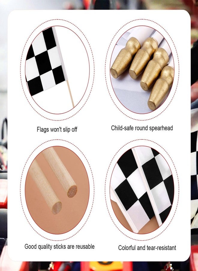 XIHIRCD أعلام XIHIRCD مربعة الشكل، 4 قطع، مقاس 11 × 7.87 بوصة، أعلام سباق برأس رمح دائري، قابلة لإعادة الاستخدام، باللونين الأسود والأبيض، طباعة على الوجهين، أعلام مربعة الشكل، مناسبة لتزيين الفعاليات الرياضية - Image 4
