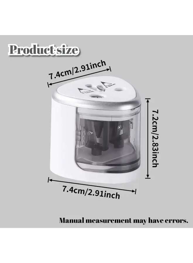 Silvery Electric Pencil Sharpener Dual Hole Design For Thick Thin Pencils Manual School Office Home - Image 2