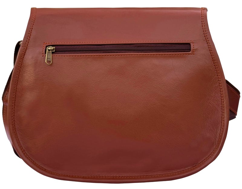 RUSTIC TOWN 13 inch-Medium Brown Leather Crossbody Satchel Bag Vintage Purses Handbags for Women - Image 5
