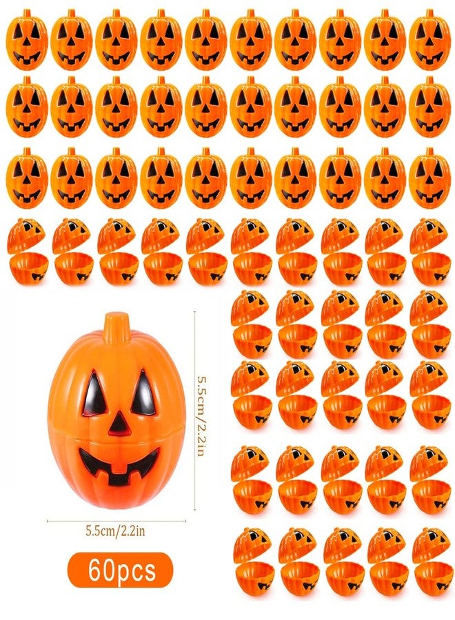 Colodeol 60PCS Halloween Pumpkin Containers Plastic pumpkin Bulk Orange halloween Buckets Halloween Eggs Candy Holder Mini pumpkins for Egg Hunt Treats - Image 2